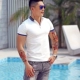 Mùa hè 2018 mới còng màu dây ngắn tay áo polo nam tự trồng bông căng POLO thể dục nam