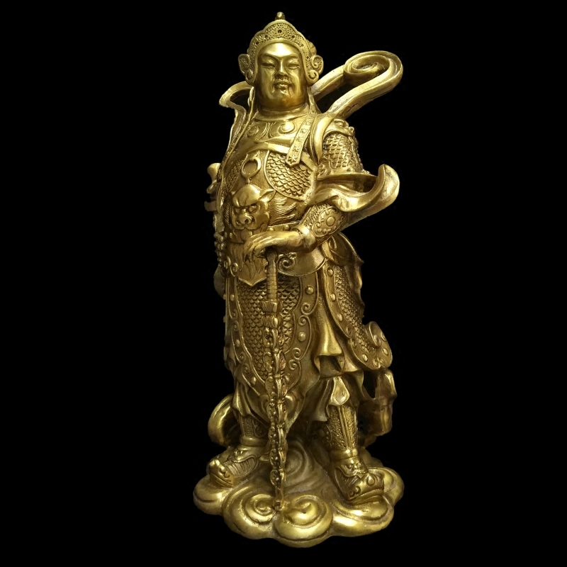 Special price Exquisite handmade pure copper Buddha statue Weituo Bodhisattva bronze statue Brass casting Weituo Zuntian Bodhisattva