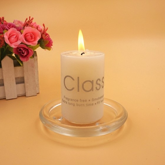 Candle glass tray disc modern style aromatherapy cylindrical candle transparent plate round iron candle holder