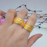 Nhẫn vàng cát Việt Nam cho nam và nữ nhẫn vàng dày 24k mạ vàng quốc tâm gió sáu ký tự nhẫn phiên bản rộng nhẫn bạc nữ