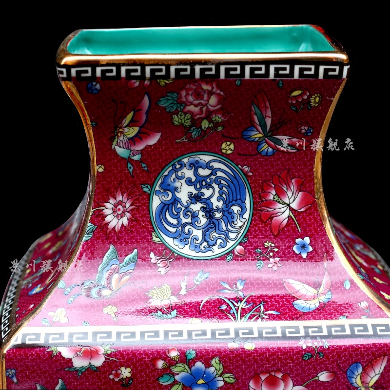 Pastel peony square bottle of jingdezhen ceramic sitting room ground flower arranging furnishing articles hotel process classical household act the role ofing is tasted