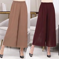 Áo bà bầu mùa hè quần voan ống rộng trung niên rộng kích thước lớn quần thun co giãn áo khoác cho phụ nữ 60 tuổi