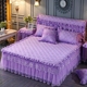 Công chúa màu vào mùa thu và mùa đông ấm áp dày giường bedspread bông váy một gia đình bốn gia đình bốn 1,8 m chăn giường để giữ ấm - Bộ đồ giường bốn mảnh mẫu chăn ga gối đệm đẹp Bộ đồ giường bốn mảnh