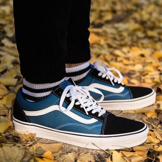 blue low cut vans