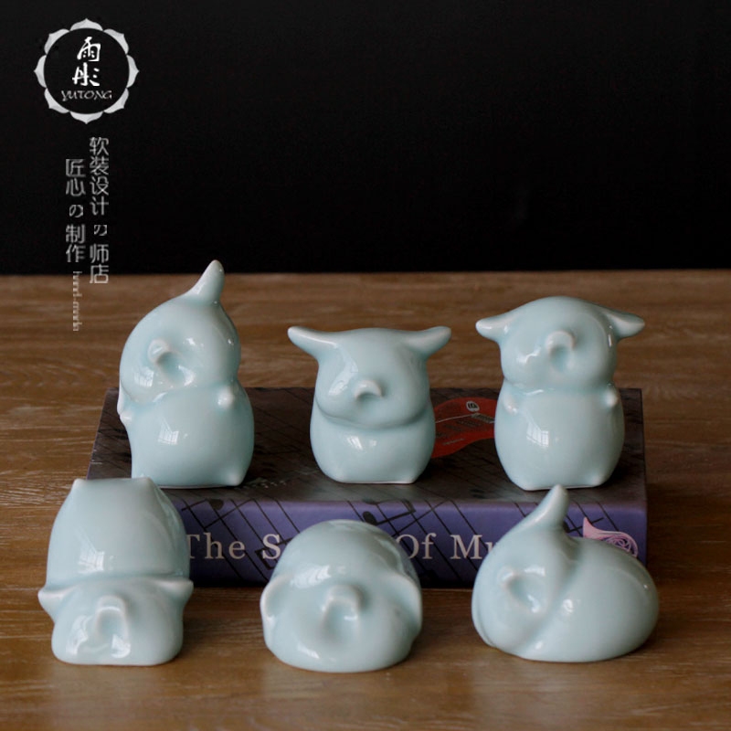 Jingdezhen shadow green home home room bedroom adornment family, lovely cartoon creative ceramics furnishing articles suit a pig