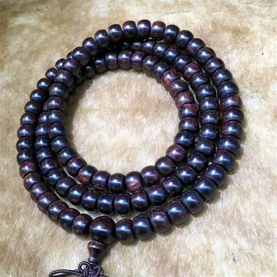 Purple oil pear old barrel type drum beads 108 Wen hand string old material authentic sea yellow rosary beads have fragrance