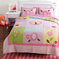Sợi màu ba mảnh trẻ em giường bìa bông quilting Hàn Quốc phim hoạt hình bướm màu hồng hoa cô gái là điều hòa không khí - Trải giường ra trải giường