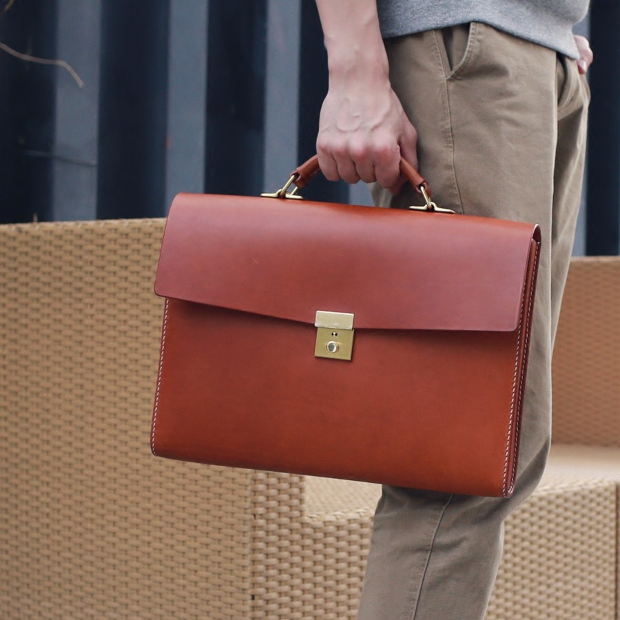 Monkey manual bag x business portable briefcase cowhide computer bag A4 file package customization