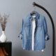 Tay áo sơ mi denim denim nữ tay dài Hàn Quốc Slim 2018 xuân hè mới áo thun mỏng áo voan Mùa xuân