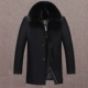 Mùa đông cashmere nam trung niên kích thước lớn kinh doanh áo khoác len dày cổ áo lông thời trang cũ cộng với áo khoác len nhung