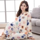 Đồ ngủ mùa thu và mùa đông của phụ nữ tay dài dày flannel dịch vụ nhà phù hợp với trung niên mẹ bộ đồ ngủ lông cừu san hô