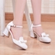 Baotou sandal nữ vuông retro giày một chữ nữ dày với phiên bản Hàn Quốc của giày cao gót nữ mùa hè nữ sinh hoang dã