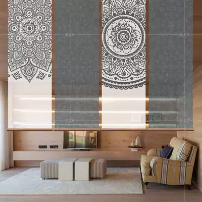 Modern partition hanging cloth curtain screen Study living room entrance semi-transparent hanging screen roller curtain-Hera