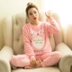 Phiên bản Hàn Quốc của mùa thu và mùa đông san hô nhung đồ ngủ của phụ nữ mùa đông flannel dày chinchillas phim hoạt hình dễ thương ấm áp phục vụ nhà phù hợp đồ bộ thể thao nam Bộ Pajama