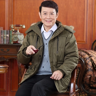 冬季中老年人棉衣男加绒加厚中年大码男装棉服爸爸冬装外套棉袄男