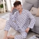 Mùa xuân và mùa thu nam đồ ngủ cotton cotton dài tay quần mùa hè bộ đồ ngủ mỏng phần đặt quần áo lưới nhà đồ ngủ tuổi teen nam Nam giới