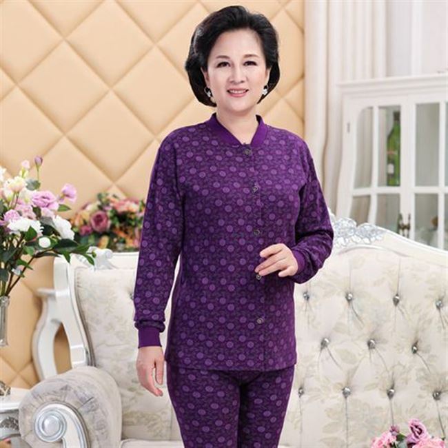 cũ bộ đồ lót ấm trung niên mới womens bông mỏng quần mùa thu mở bông cardigan đang bà lớn.