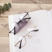 Hàn Quốc mới cắt bất thường góc kim loại chạm khắc chân phẳng gương nữ thời trang văn học hoang dã kính gọng tròn