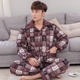 Bộ đồ ngủ ba lớp dành cho nam mùa đông dày flannel pyjama bộ thu đông nam  Nam giới