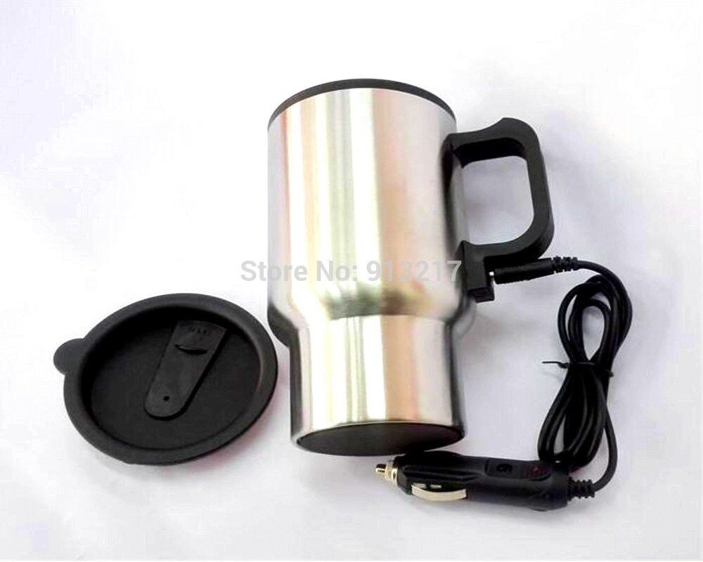 12v stainless steel travel heated thermos coffee mug cup wit