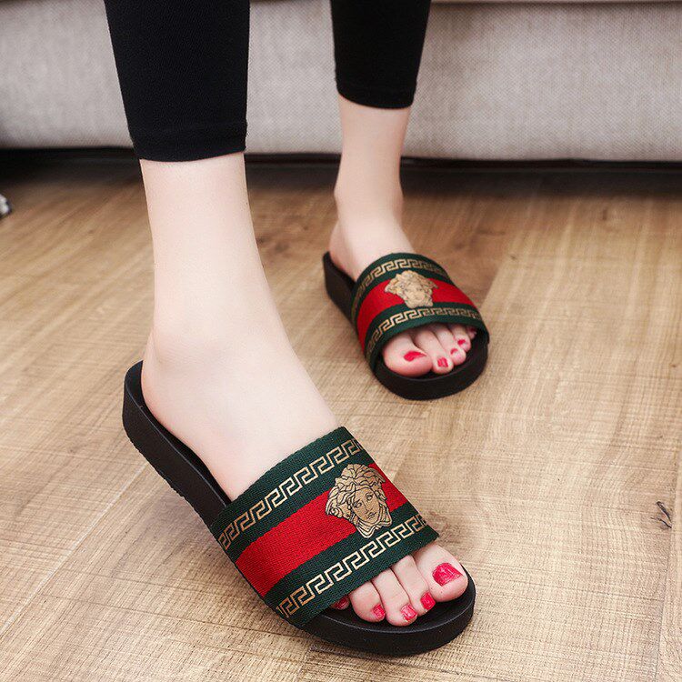 Lady big size flat shoes causal thick bottom bottom beachslippers