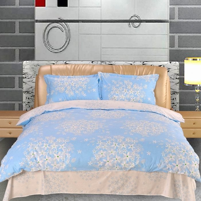 Red Fuji bed products FN-1 all-cotton active printed with four sets of Seoul lovers blue-Taobao
