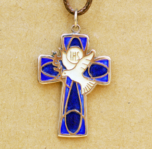 925 sterling silver holy spirit enamel cross Christian Catholic cross new price