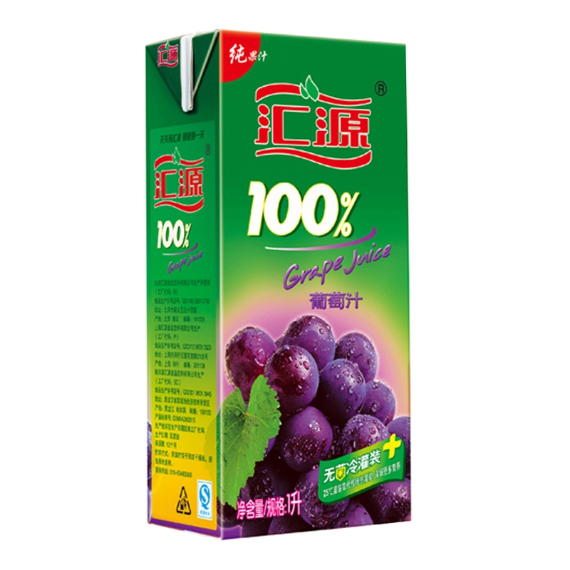 【天猫超市】汇源100%纯果汁葡萄汁1L/瓶 浓缩果汁纯正果汁饮品