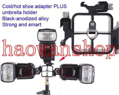 Camera Flash Three-head hot shoe socket Ceiling light Flash base bracket Bottom with 4 screws
