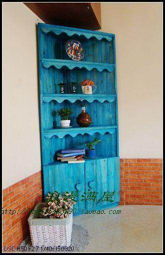(Yesterday Countryside) Meet the Mediterranean blue corner closet Corner Cabinet Solid Wood Mediterranean Furniture