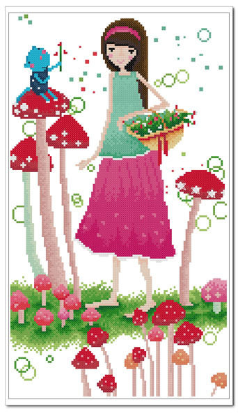 ● Hu Lili Cross embroidered ● D M C kit for hanging up with 3D 5D precision printed imprint