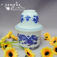 Jingdezhen Gốm sứ hâm nóng Bình nóng ấm Chai rượu vang Bộ rượu vang Shuanglong màu xanh và trắng Giảm giá ly rượu vang trắng