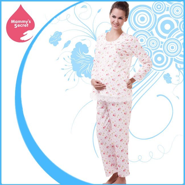 Spring and summer special cotton maternity pajamas breastfeeding underwear breastfeeding confinement long-sleeved spring and autumn home clothes suit
