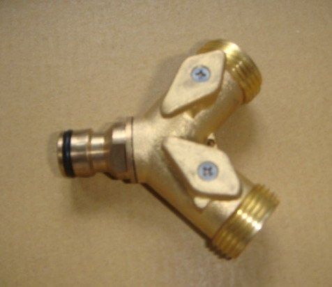Car wash watering tool piping commonly used in a two-out-out copper ball valve
