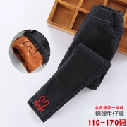 Cô gái cộng với quần jean nhung 2018 quần ấm mới trong quần trẻ em bút chì quần chân dày quần một mảnh