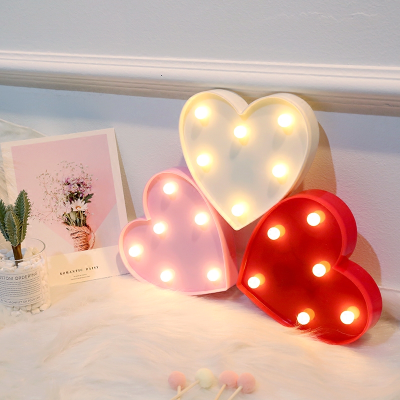 Creative love heart-shaped lamp Wedding wedding decoration supplies Girl heart room wedding wedding room romantic decoration props