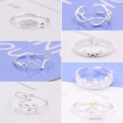 Свежее безразмерное кольцо подходит для мужчин и женщин для влюбленных, серебро 925 пробы, простой и элегантный дизайн, на указательный палец