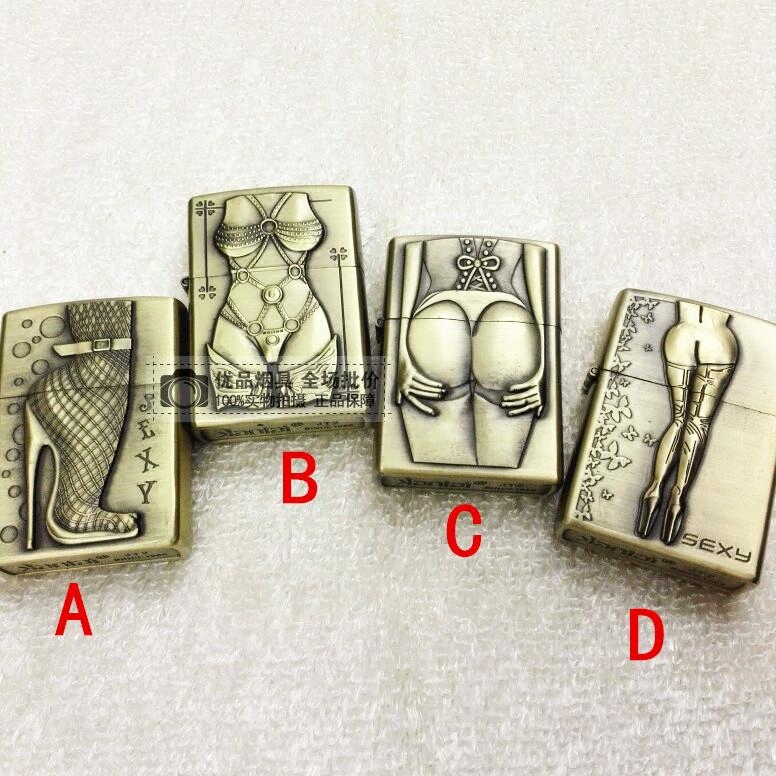 Homegrown brand Jiantai kerosene windproof lighter personality Thickened Bronze color Silk Beauty Gift Box T66