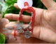 Handmade tuổi thọ khóa tay đỏ dây đeo vòng tay Miao bạc vòng chân trang sức trẻ em khóa 12 Zodiac vòng chân - Vòng chân