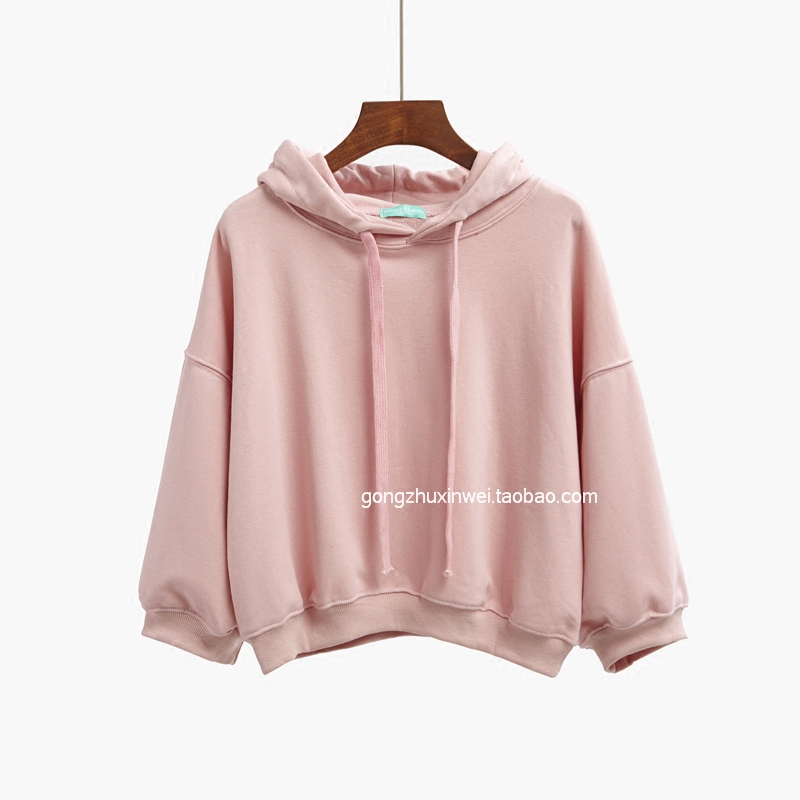 ulzzang sweater women hedge loose spring and autumn Korean students tonic short soft hoodie high waist hoodie bf
