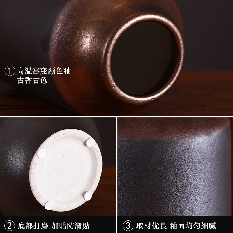 New Chinese style dry flower ceramic vases, Chinese style restoring ancient ways the three - piece furnishing articles zen porch floral version into gifts