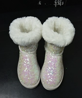 2018 mới CE màu sequin dày đáy ống tuyết ủng trắng của phụ nữ - Giày ống boot cao cổ nữ zara