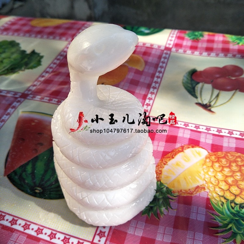 Natural White Jade Zodiac Snake Pendulum Pieces Jade Home Decoration Craft Gift Hem Accessories Snake twelve Snake Jade Jade Engraving