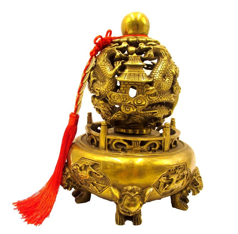 Pure copper nine turns dry Kun tripod with large number of Kowloon wind water ball to run the home living room office decoration furnishing