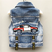 Áo vest bé trai denim vest bé gái mùa xuân và mùa thu 2 áo 3 trẻ em 4 phiên bản Hàn Quốc của bé 7 tuổi 5 áo vest vai thủy triều 6 quần áo trẻ em đẹp