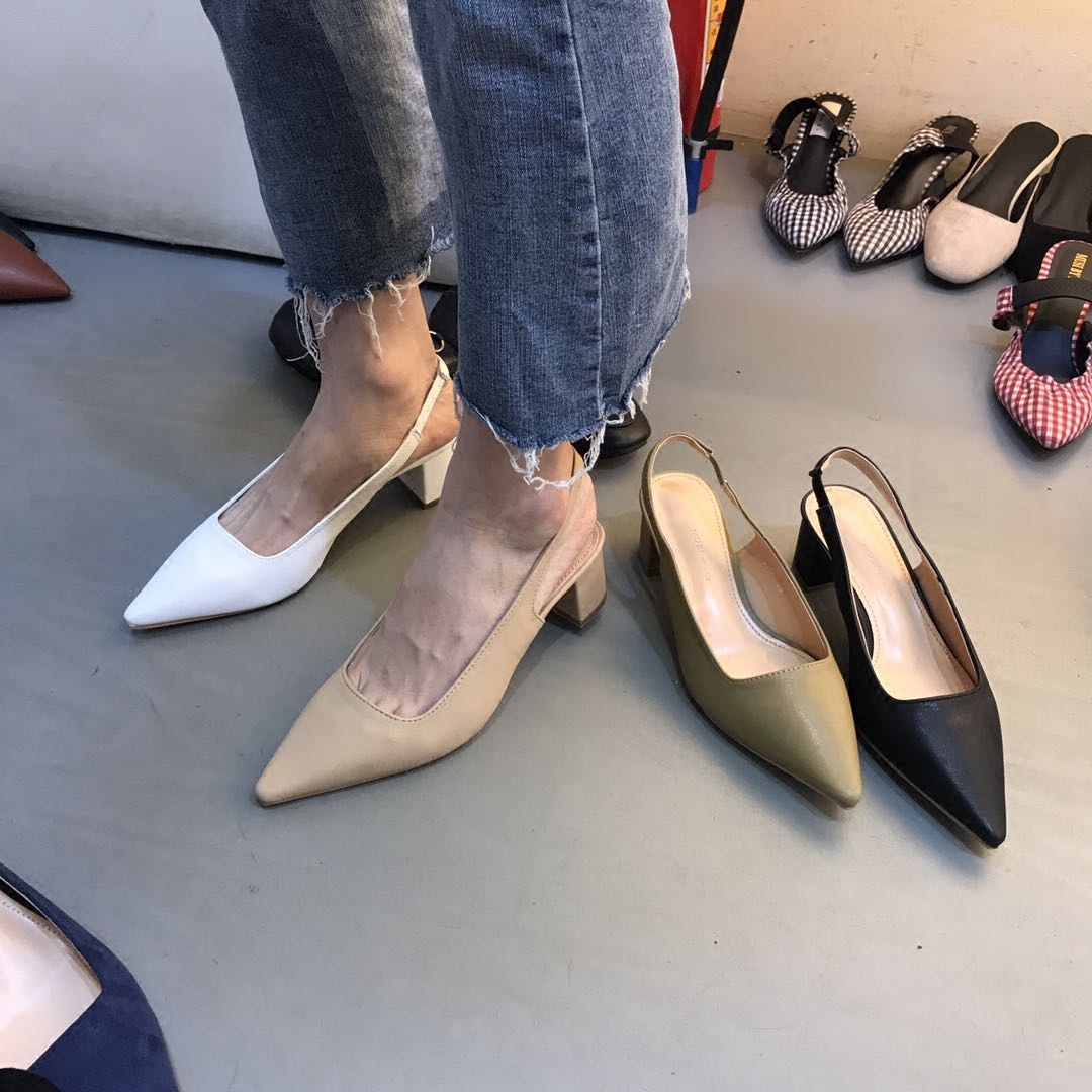 French medium and high-heeled niche Baotou sandals fairy shoes 2022 spring and summer white evening evening wind gentle single shoes