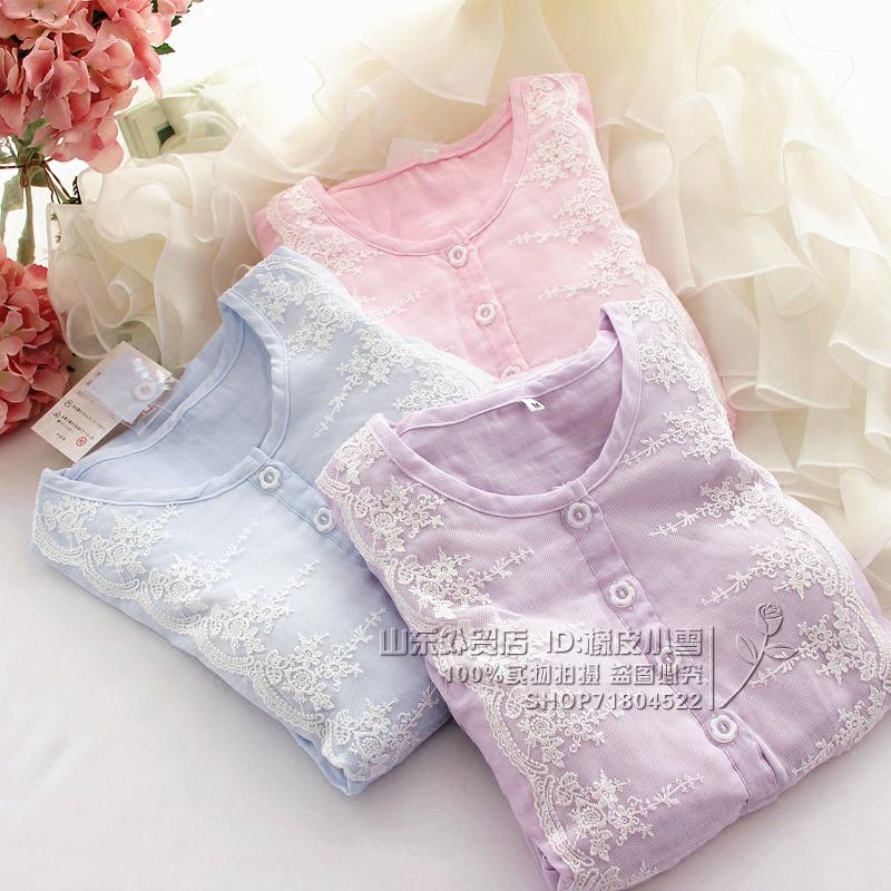 New 2017 night dress women's home dress skirt short-sleeved dress Lace with breast pad free bra without rims