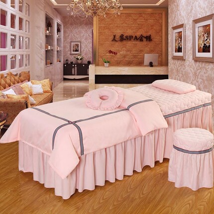 新款简约柔软美容床罩四件套美容院专用SPA