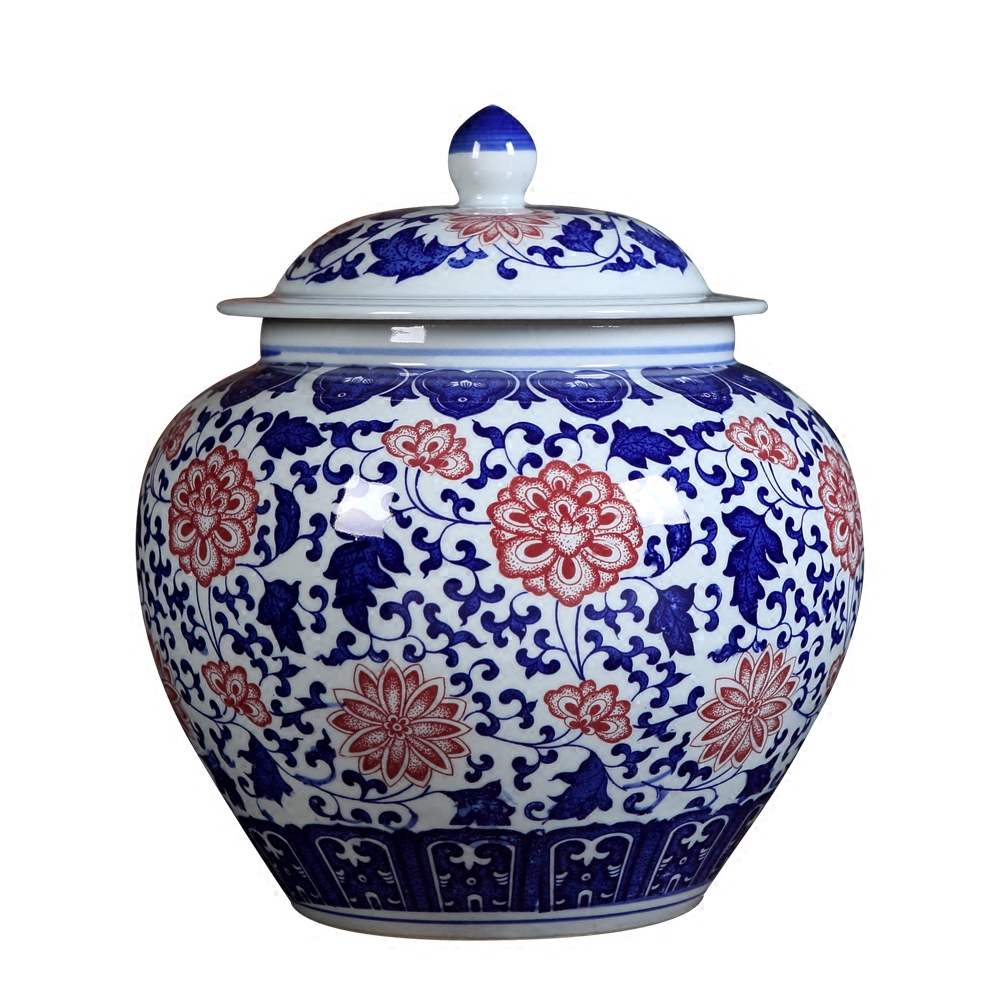 Jingdezhen ceramics POTS antique blue and white porcelain tea storage tank kitchen furnishing articles of Chinese style living room decoration