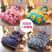 Phim hoạt hình giường nhung san hô gồm bốn tấm flannel mùa đông dày